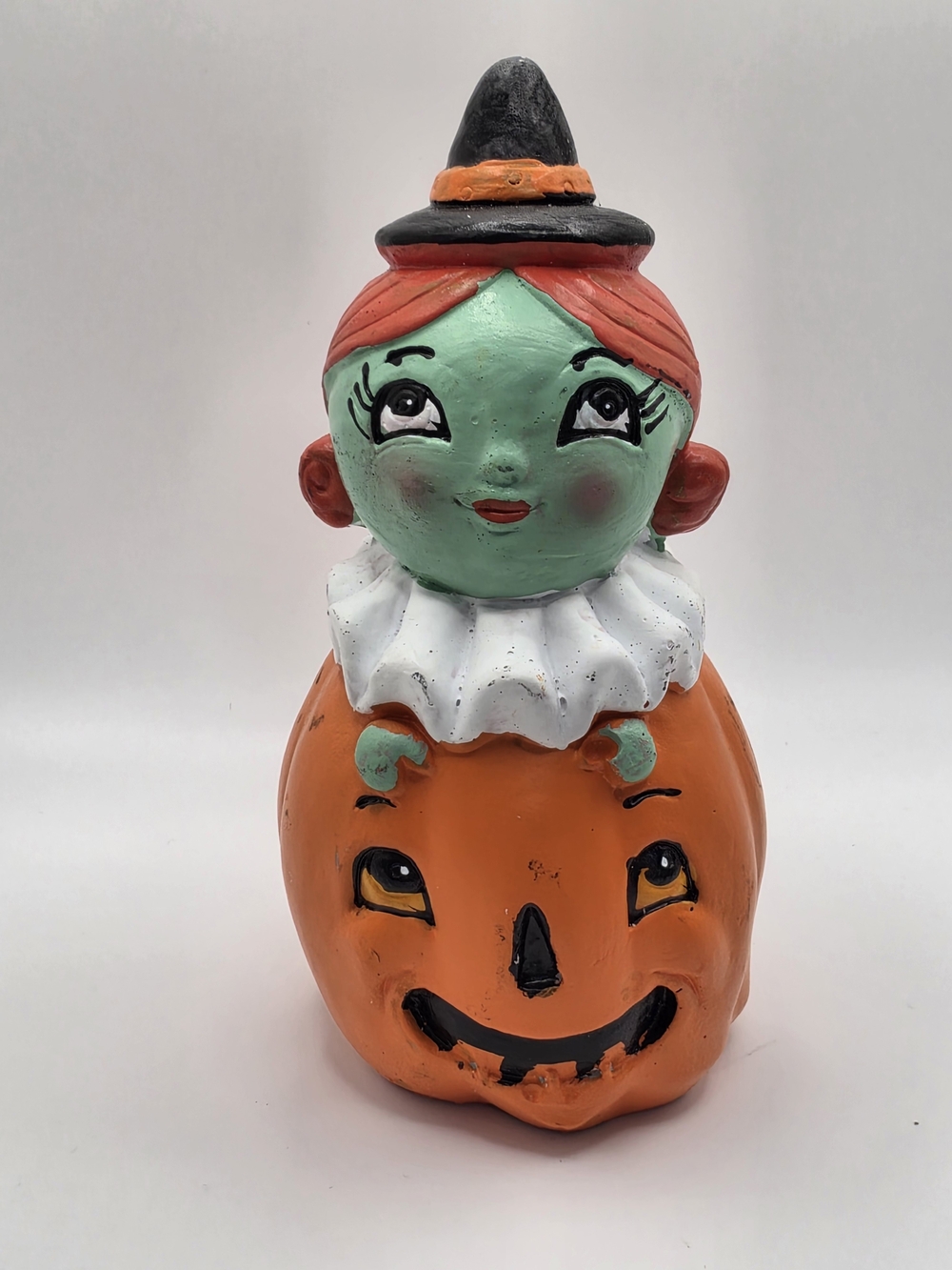 New Whimsical Witch Pumpkin Johanna Parker Style Ceramic Figurine Halloween Deco